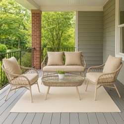 CONJUNTO DE JARDÍN SALONICA (SOFA + 2 SILLONES + MESITA)