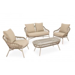 CONJUNTO DE JARDÍN SALONICA (SOFA + 2 SILLONES + MESITA)