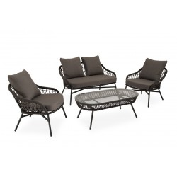CONJUNTO DE JARDÍN SALONICA (SOFA + 2 SILLONES + MESITA)