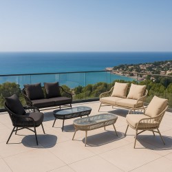 CONJUNTO DE JARDÍN SALONICA (SOFA + 2 SILLONES + MESITA)