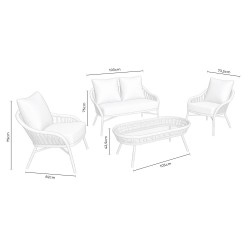 CONJUNTO DE JARDÍN SALONICA (SOFA + 2 SILLONES + MESITA)