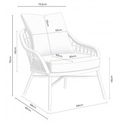 CONJUNTO DE JARDÍN SALONICA (SOFA + 2 SILLONES + MESITA)