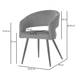 SILLA TAPIZADA KORA CON PATAS DE METAL NEGRAS