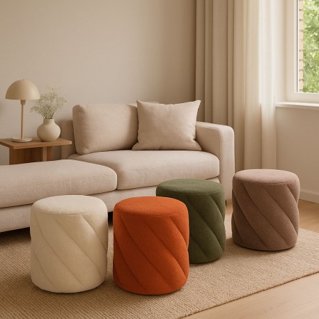 PUFF TAPIZADO DEREK EN TEJIDO TEDDY