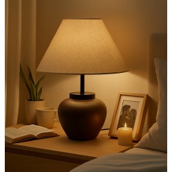 LAMPARA DE SOBREMESA YESA DE CERAMICA Y TELA