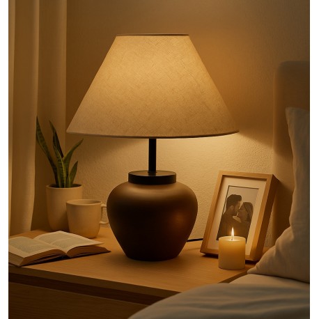 LAMPARA DE SOBREMESA YESA DE CERAMICA Y TELA