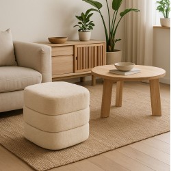 PUFF TAPIZADO GASTON EN TEJIDO TEDDY