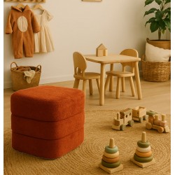 PUFF TAPIZADO GASTON EN TEJIDO TEDDY