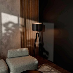 LAMPARA DE SUELO CHERA CON PANTALLA DE TELA