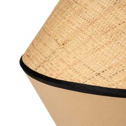 LAMPARA DE TECHO PINET CON PANTALLA DE PAJA Y TELA