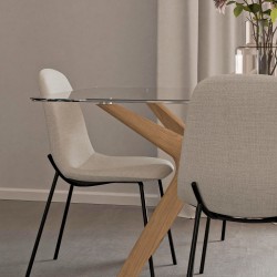 MESA DE MADERA DELLA CON TAPA DE CRISTAL