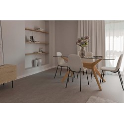 MESA DE MADERA DELLA CON TAPA DE CRISTAL