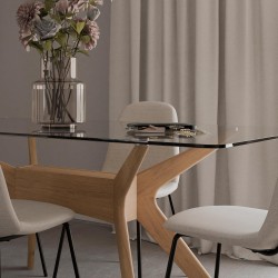 MESA DE MADERA DELLA CON TAPA DE CRISTAL