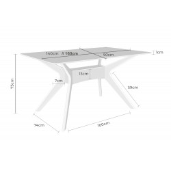 MESA DE MADERA DELLA CON TAPA DE CRISTAL