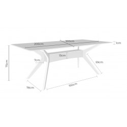 MESA DE MADERA DELLA CON TAPA DE CRISTAL