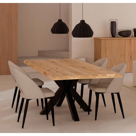 MESA GRACE DE ROBLE MACIZO Y PATAS NEGRAS