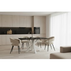 MESA JOYCE DE PORCELANICO Y ACERO