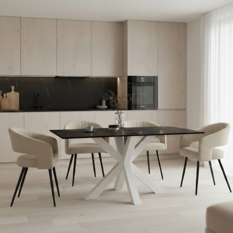 MESA JOYCE DE PORCELANICO Y ACERO