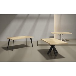 MESA RANDY DE CHAPA ROBLE Y PATAS DE ACERO