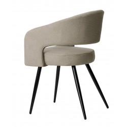 SILLA TAPIZADA KORA CON PATAS DE METAL NEGRAS