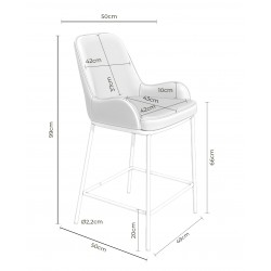TABURETECON BAJO CON BRAZOS MILTON TAPIZADO