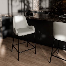 TABURETECON BAJO CON BRAZOS MILTON TAPIZADO