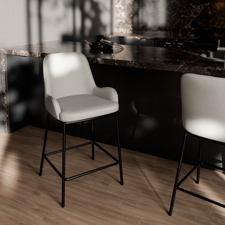 TABURETECON BAJO CON BRAZOS MILTON TAPIZADO