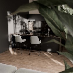 TABURETECON BAJO CON BRAZOS MILTON TAPIZADO