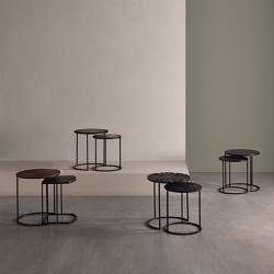 CONJUNTO DE MESAS AUXILIARES BALDEV DE ESTILO INDIO