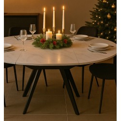 MESA REDONDA EXTENSIBLE LUNA DE PORCELANICO