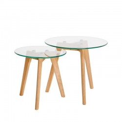 SET DE MESITAS ABEL DE CRISTAL TEMPLADO