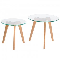 SET DE MESITAS ABEL DE CRISTAL TEMPLADO