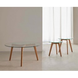 SET DE MESITAS ABEL DE CRISTAL TEMPLADO