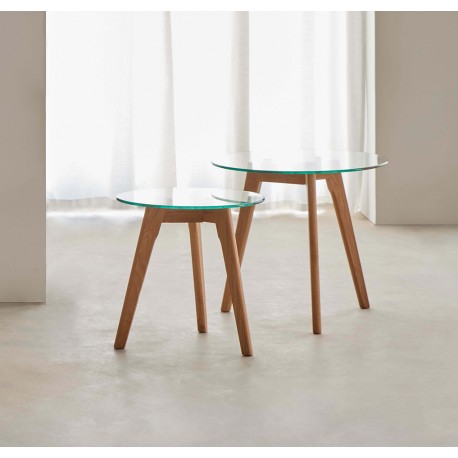 SET DE MESITAS ABEL DE CRISTAL TEMPLADO