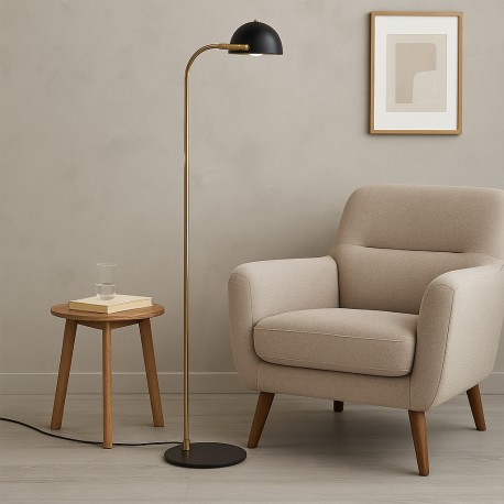 LAMPARA DE SUELO GODALL DE METAL NEGRO