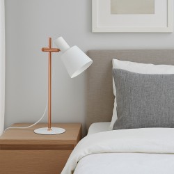 LAMPARA DE SOBREMESA ESTEL DE METAL BLANCO Y COBRIZO