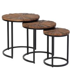 JUEGO DE MESITAS AUXILIARES NAKUL DE ESTILO ETNICO