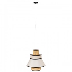 LAMPARA DE TECHO NERJA CON PANTALLA DE TELA Y RATTAN