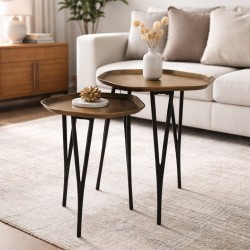 CONJUNTO DE MESITAS AUXILIARES PUNJABI DE ESTILO INDIO