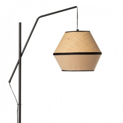 LAMPARA DE PIE QUESA CON PANTALLA DE PAJA Y TELA