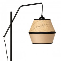 LAMPARA DE SOBREMESA ROTTA CON PANTALLA DE PAJA Y TELA