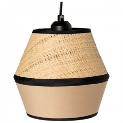 LAMPARA DE SOBREMESA ROTTA CON PANTALLA DE PAJA Y TELA