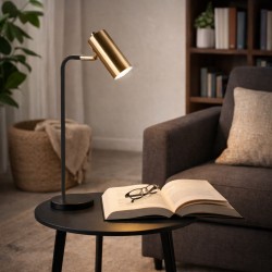 LAMPARA DE SOBREMESA RIOLA CON PANTALLA EN COLOR COBRIZO