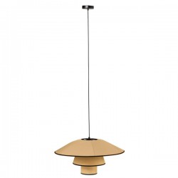 LAMPARA DE TECHO TURON CON PANTALLA DE METAL Y RATTAN