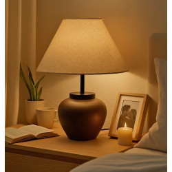 LAMPARA DE SOBREMESA YESA DE CERAMICA Y TELA