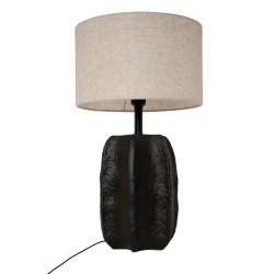 LAMPARA DE SOBREMESA ZARRA DE CERAMICA Y TELA