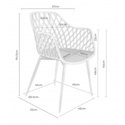 SILLA CON BRAZOS CHARLOTTE DE POLIPROPILENO Y PATAS DE METAL