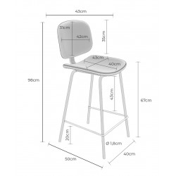 TABURETE TAPIZADO LOGAN CON PESPUNTE EN CRUZ