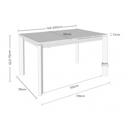 MESA EXTENSIBLE CONSTANCE CON TAPA DE PORCELÁNICO