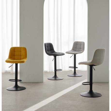 TABURETE TAPIZADO ASHA ELEVABLE Y GIRATORIO